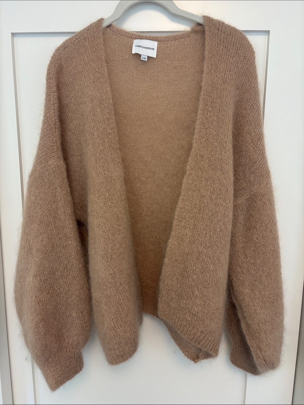 American Dream Camel Open Mohair-Blend Cardigan